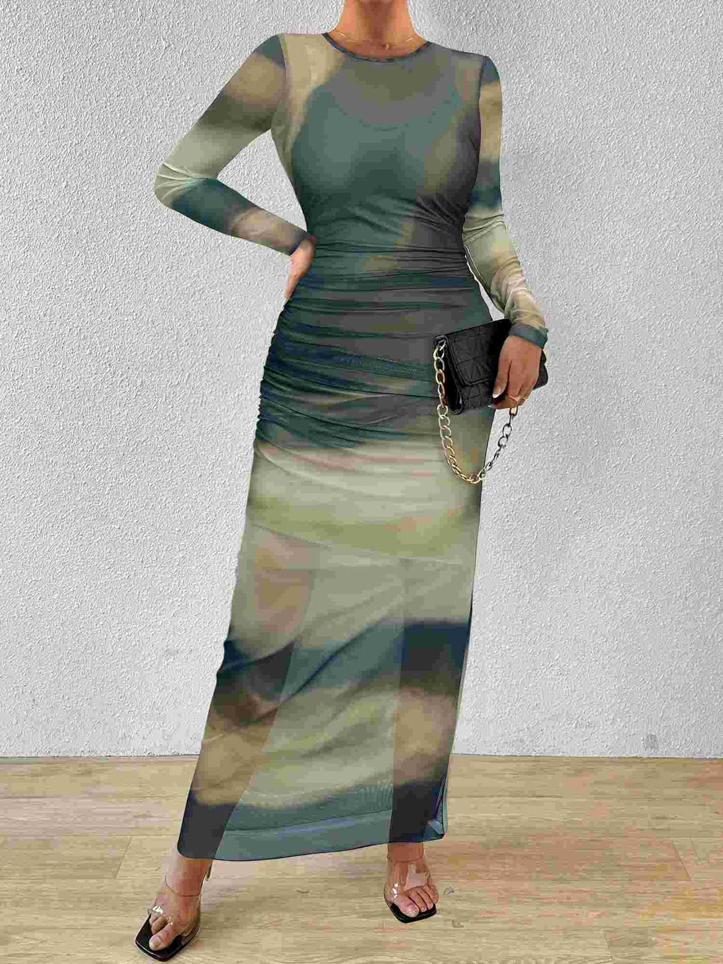 Floral mesh with ribbon lining two-piece dress