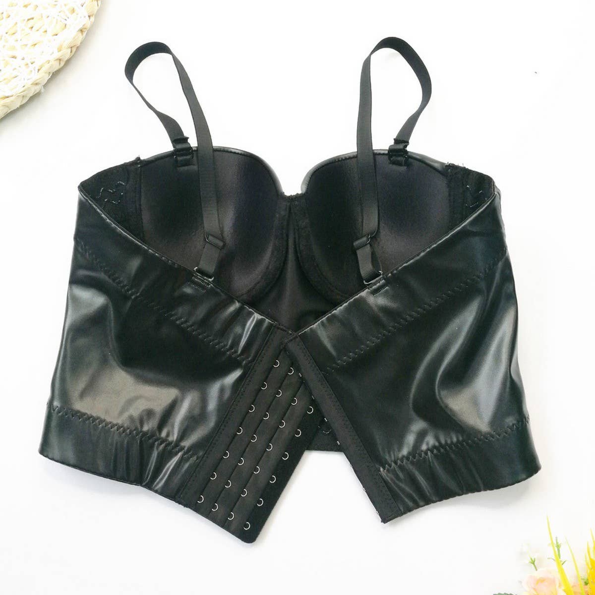 FAUX SHEEPSKIN SEXY GATHERED HERRINGBONE BRA