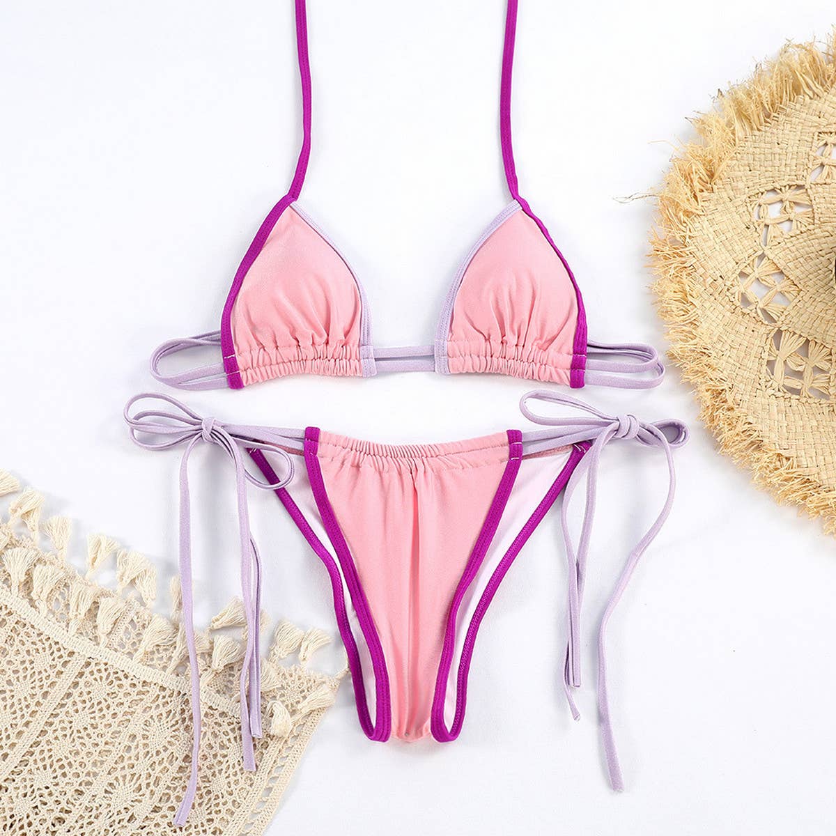 NEW SPLIT PRINTED STRAPPY BIKINI SWIMSUIT_CWMW0241