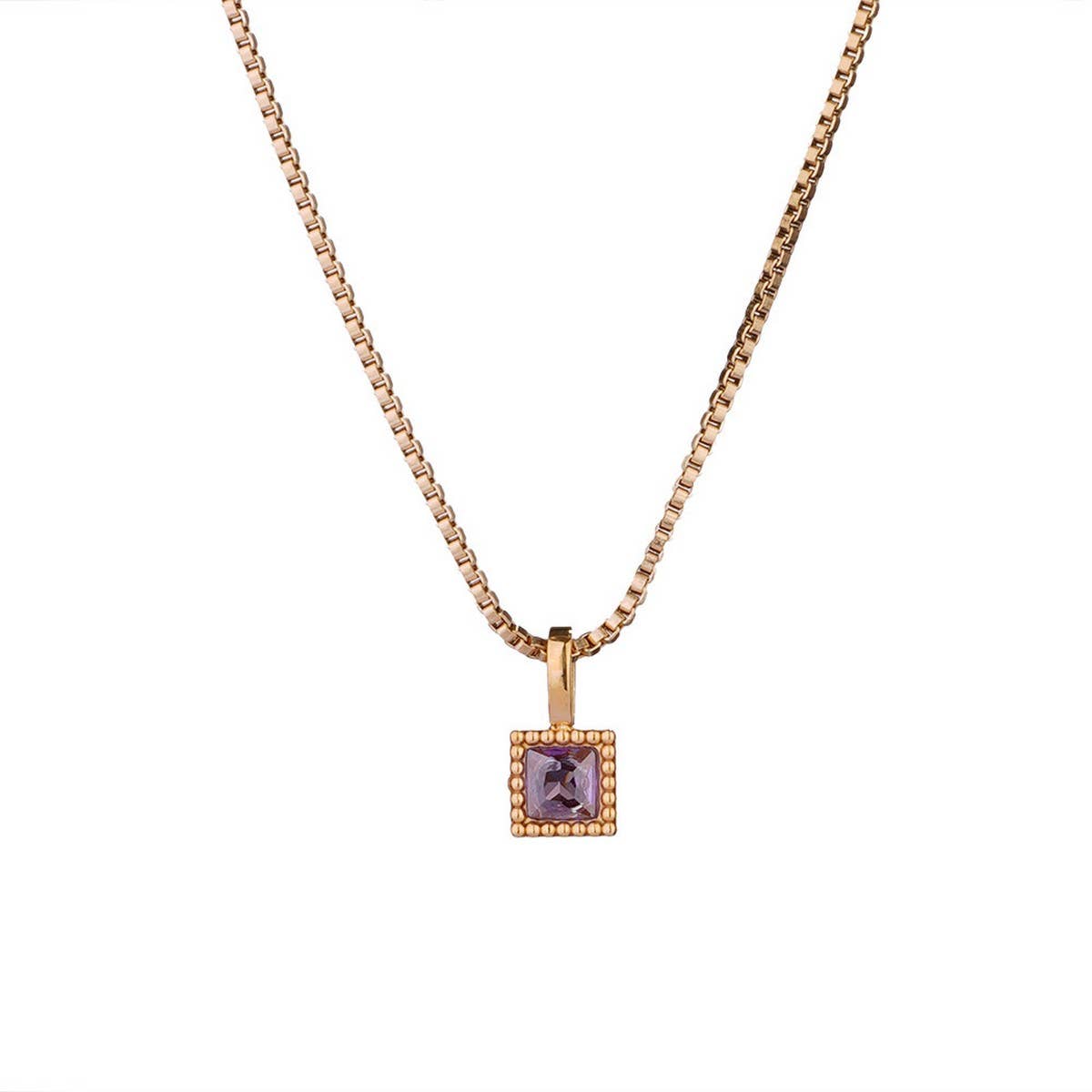 Personalized Steel Monthly Star Stone Necklace_CWMM8844