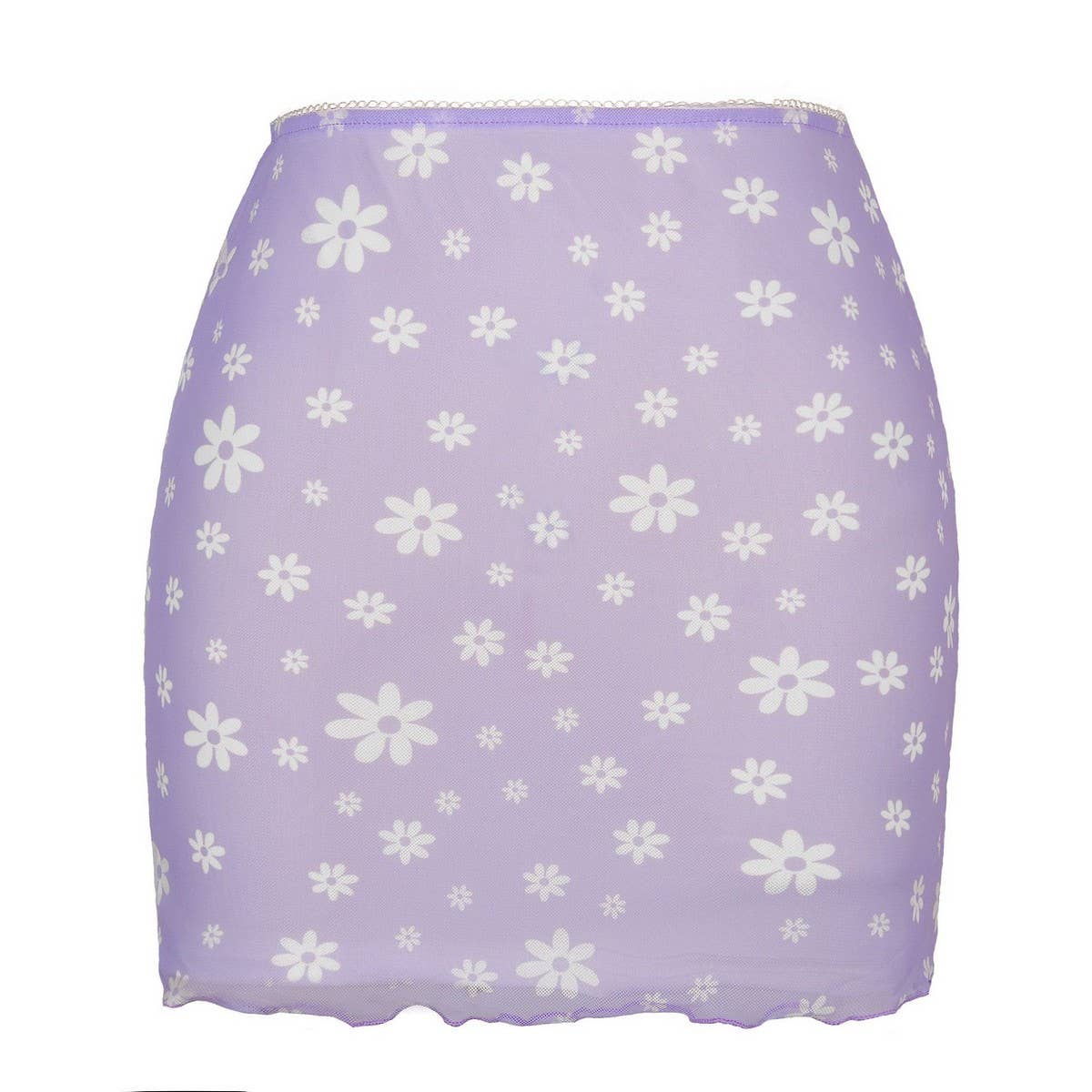 PRINTED MESH SKIRT DOUBLE LAYER SLIM HIP SKIRT_CWAB4794