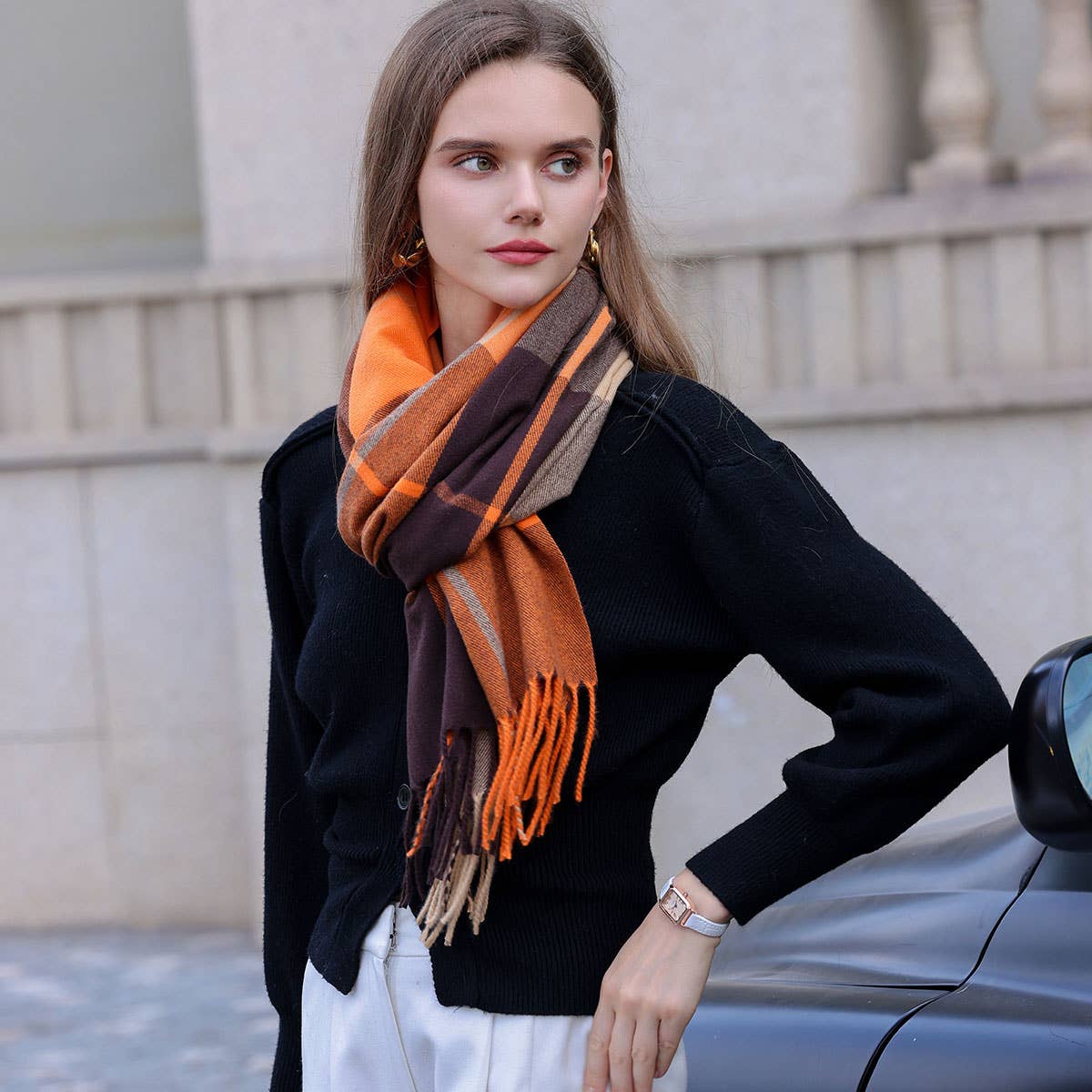 Dopamine color matching cashmere scarf - warm
