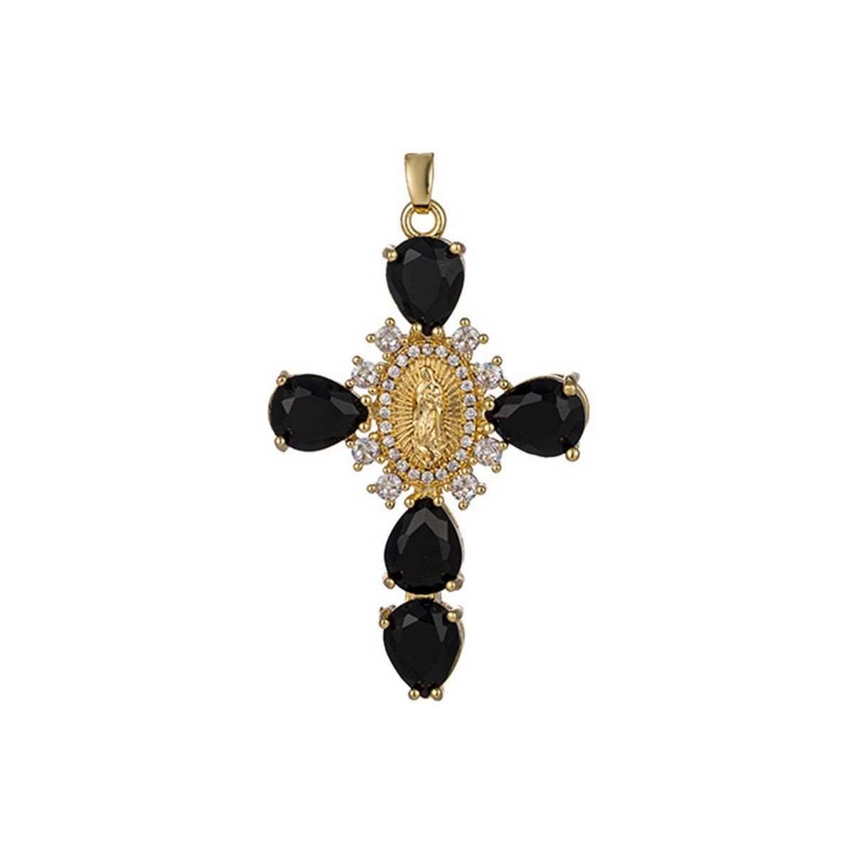 Zirconia Pendant Virgin Mary Cross Necklace_CWMM5867
