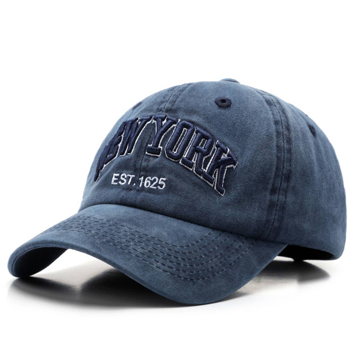 Vintage Washed NY Embroidered Denim Cap_CWAH1266
