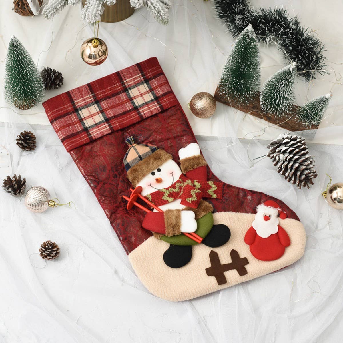SEQUINED 3D SANTA CLAUS CHRISTMAS STOCKINGS