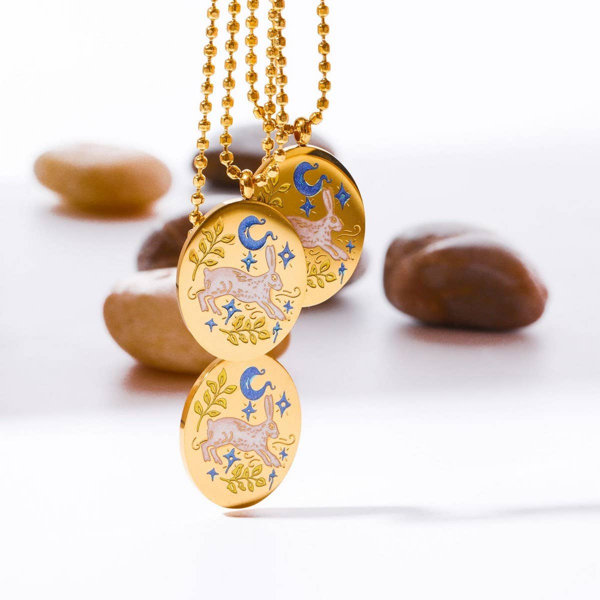NEW HANDMADE RABBIT ELEMENT PAINTED NECKLACE