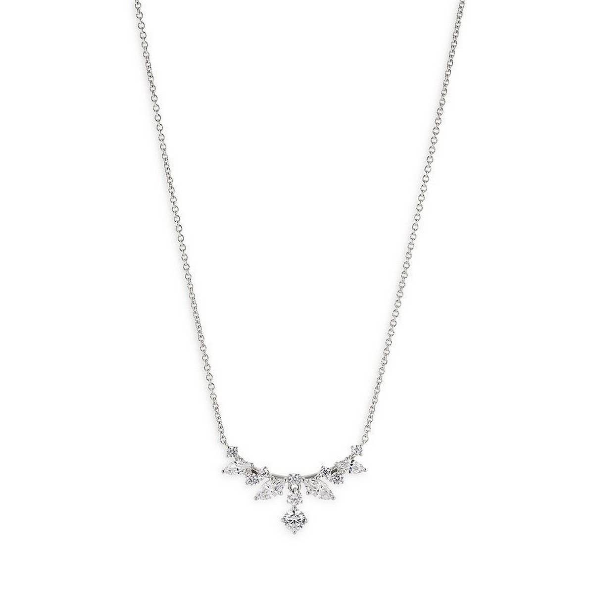 Zirconia Oval Round Pendant Necklace_CWMM5305