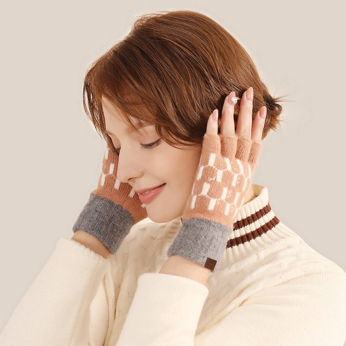 WINTER WARM KNITTED FIVE-FINGER HALF-FINGER GLOVES_CWAG0380