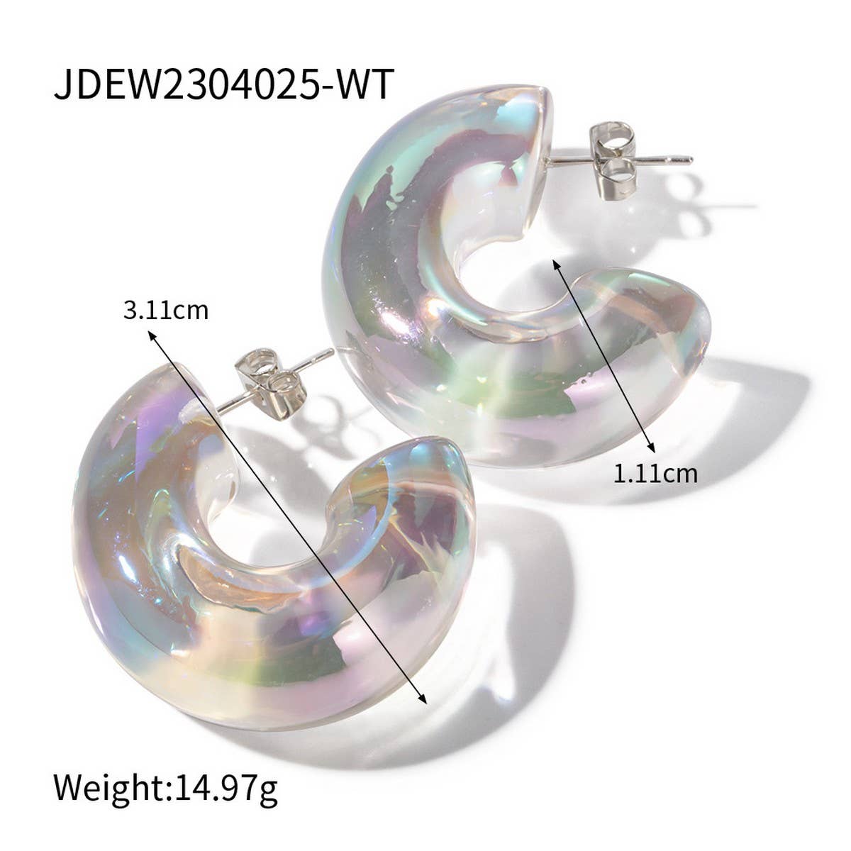 NEW GEOMETRIC COLOR GRADIENT MOON EARRINGS