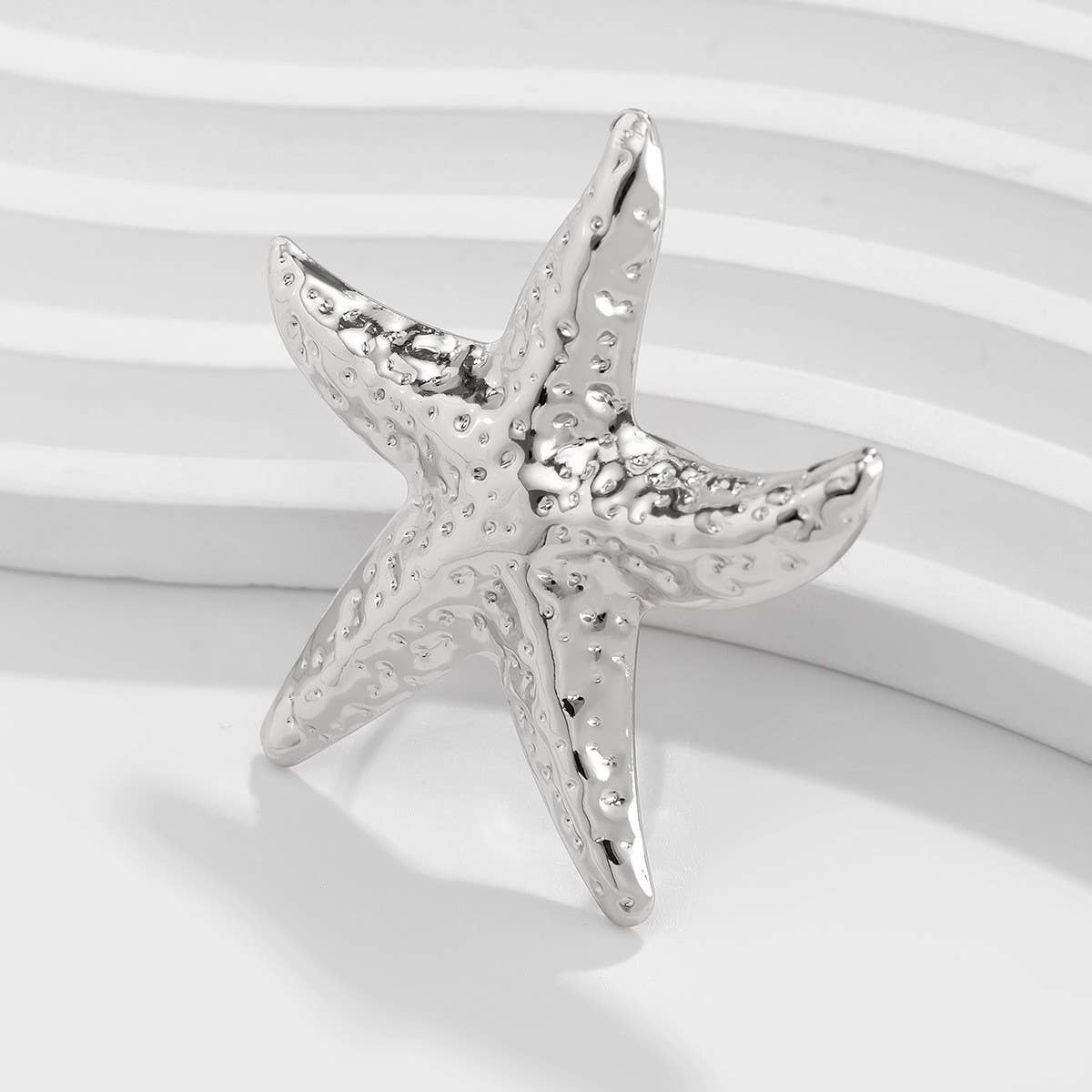 NEW BEACH IMITATION PEARL ADJUSTABLE ALLOY RING