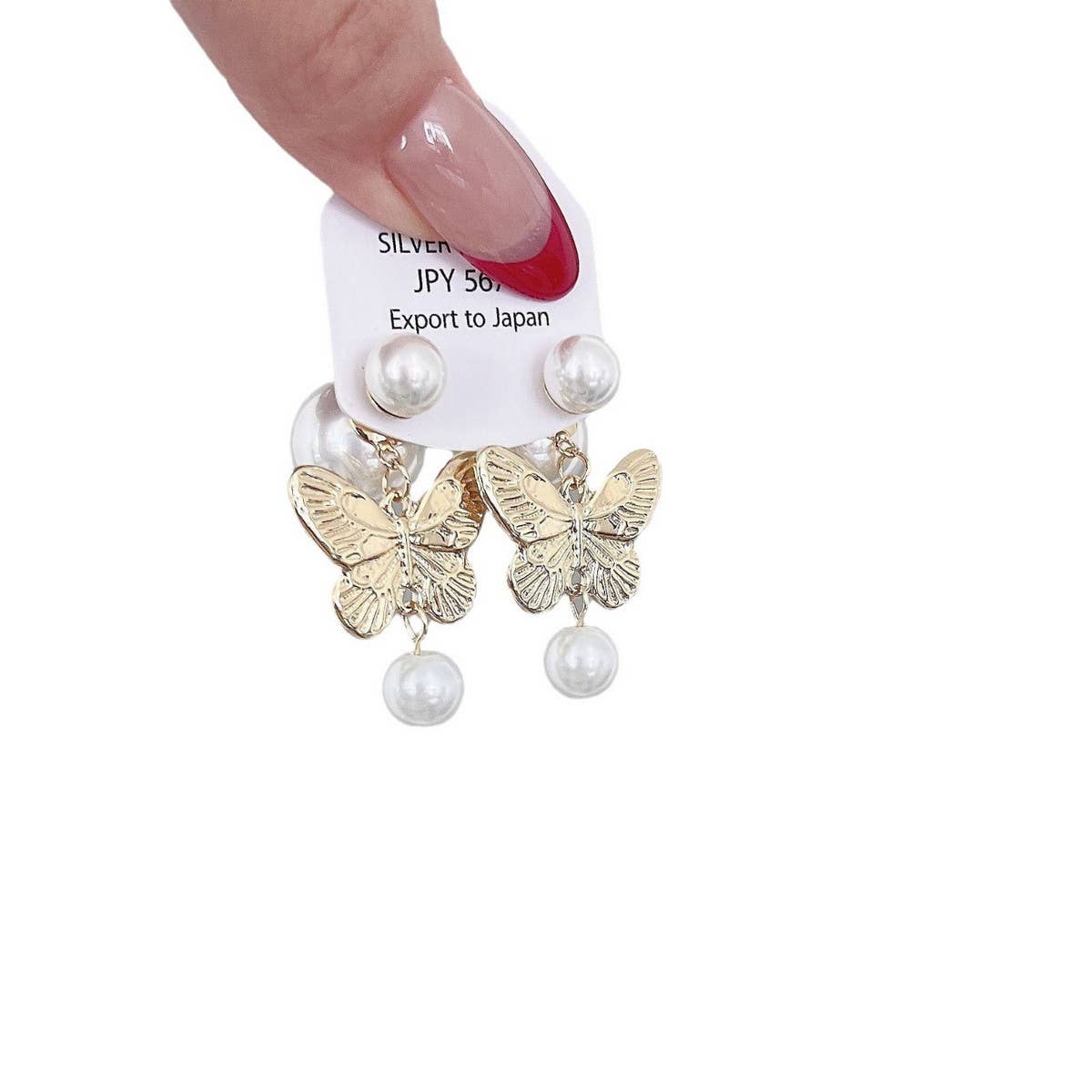 PEARL BUTTERFLY TASSEL EARRINGS_CWAJE2037