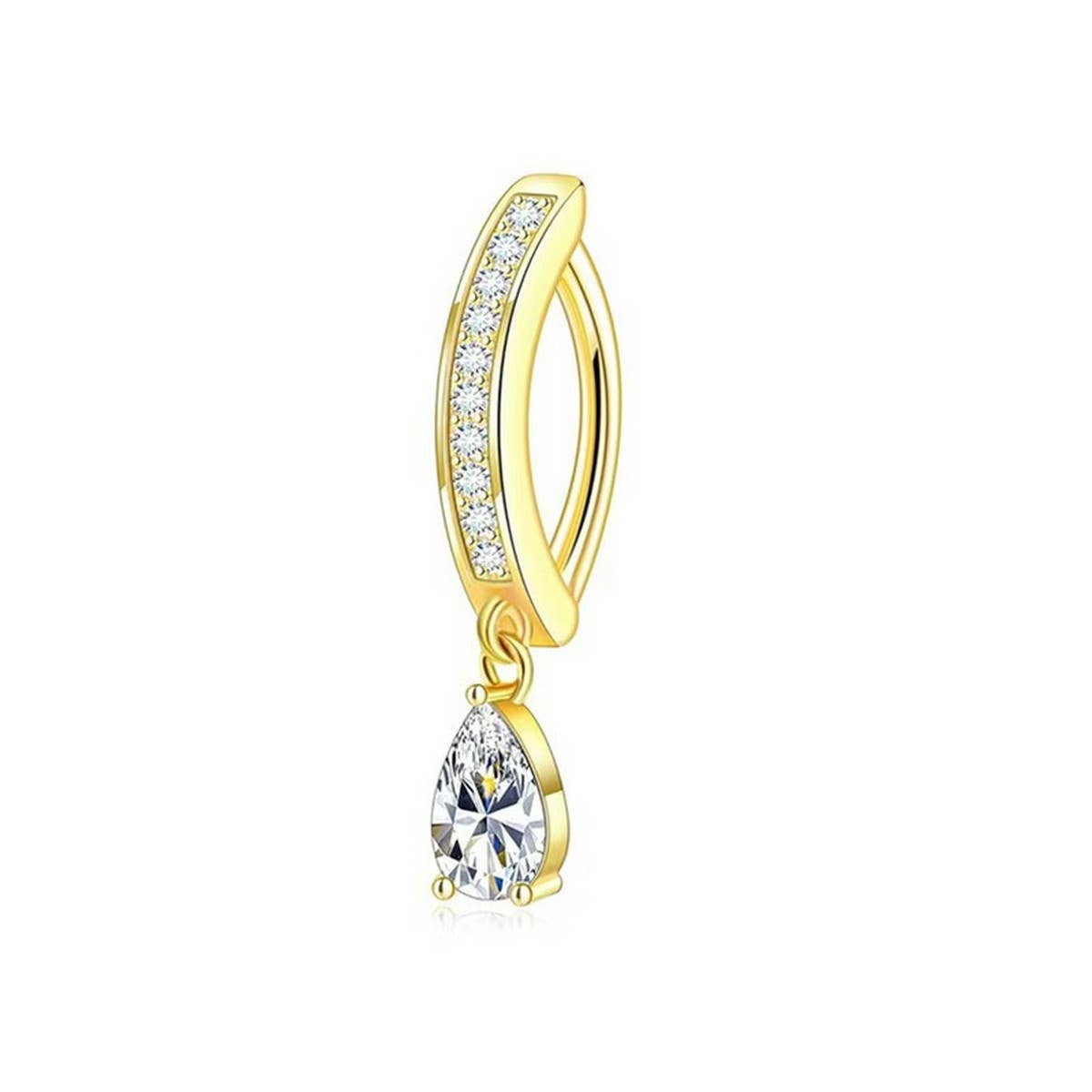 Curved Zircon Navel Piercing Ring in Copper