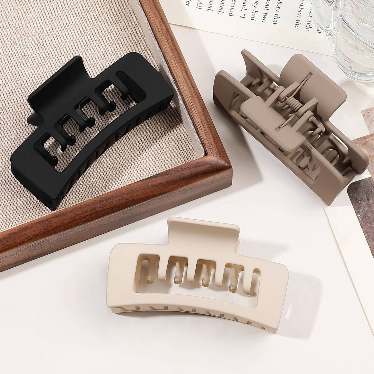Matte Square Hair Claw - Minimalist Shark Clip
