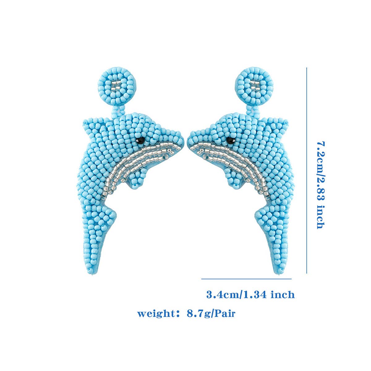CUTE CARTOON DOLPHIN STARFISH RICE BEAD EARRINGS