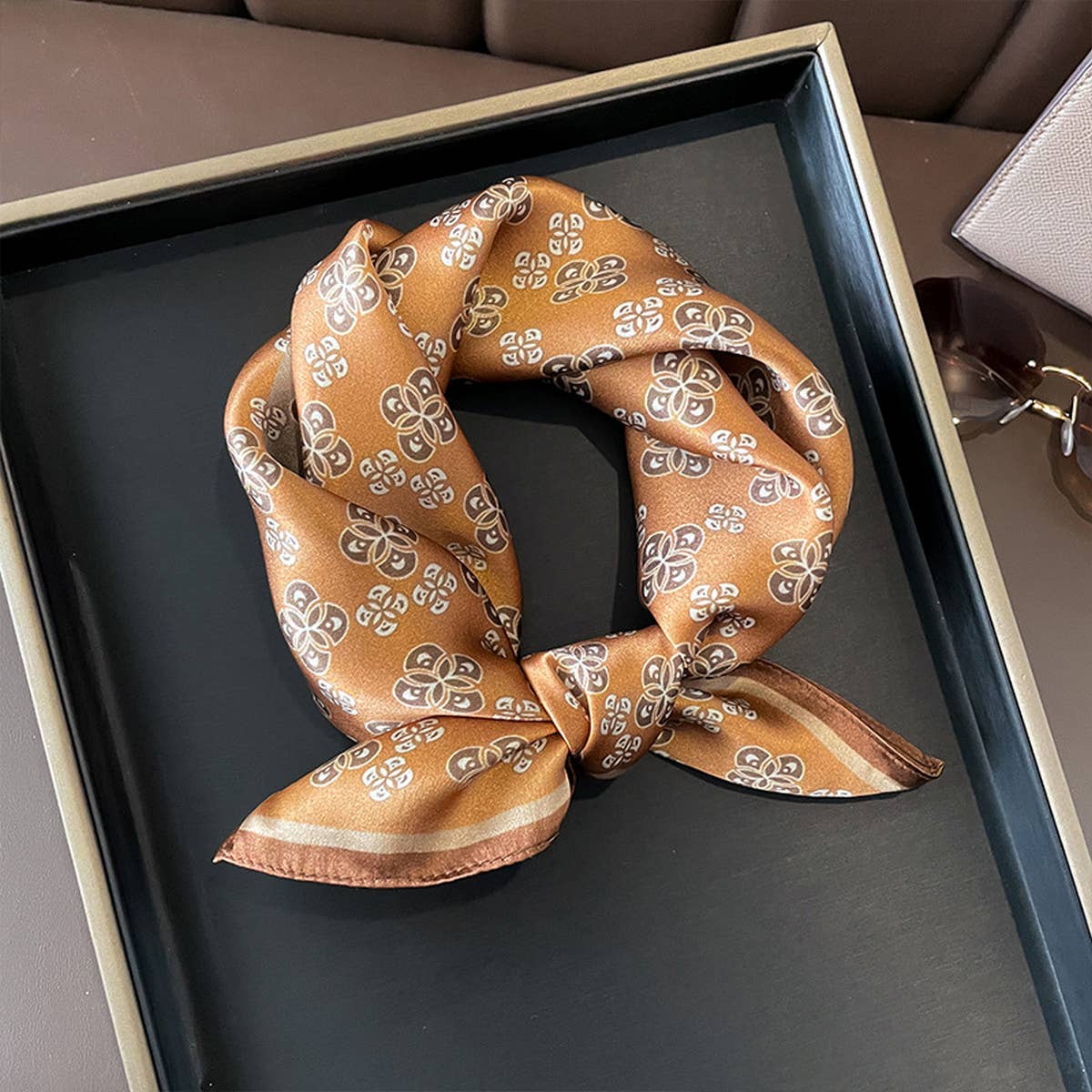 Summer Silk Scarf ??Colorblock Plaid Print Square_CWASC0601
