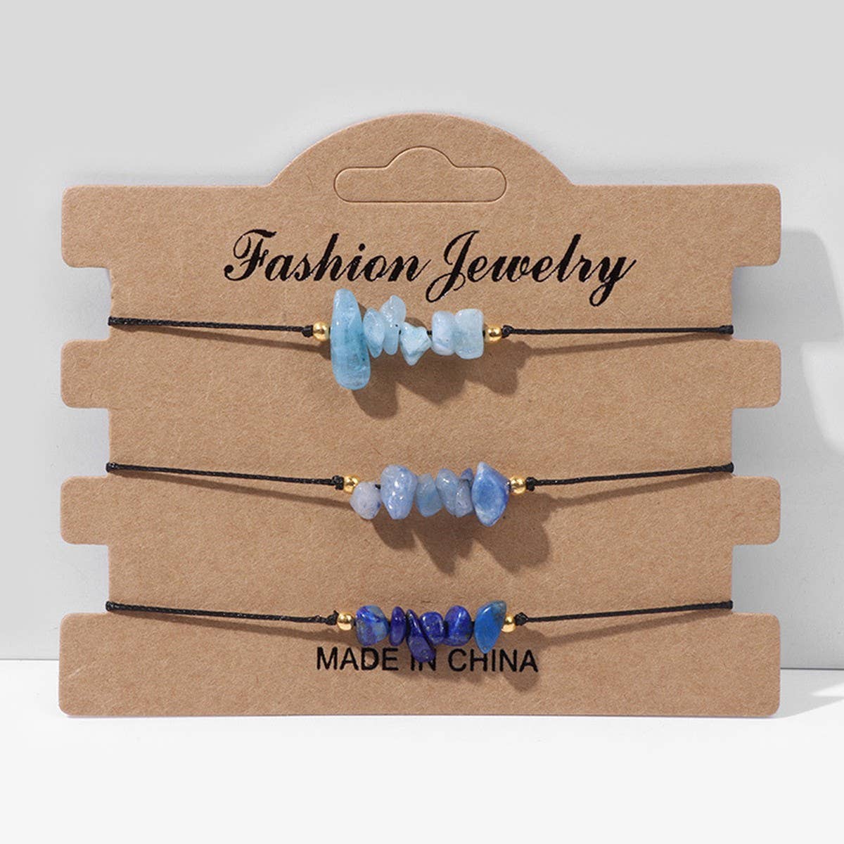 CRUSHED STONE TRIO BRAIDED BRACELET