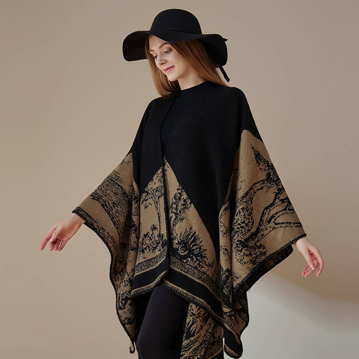 CAPE DARK DOUBLE-SIDED WARM OUTER WEAR THICK SHAWL_CWASC2119