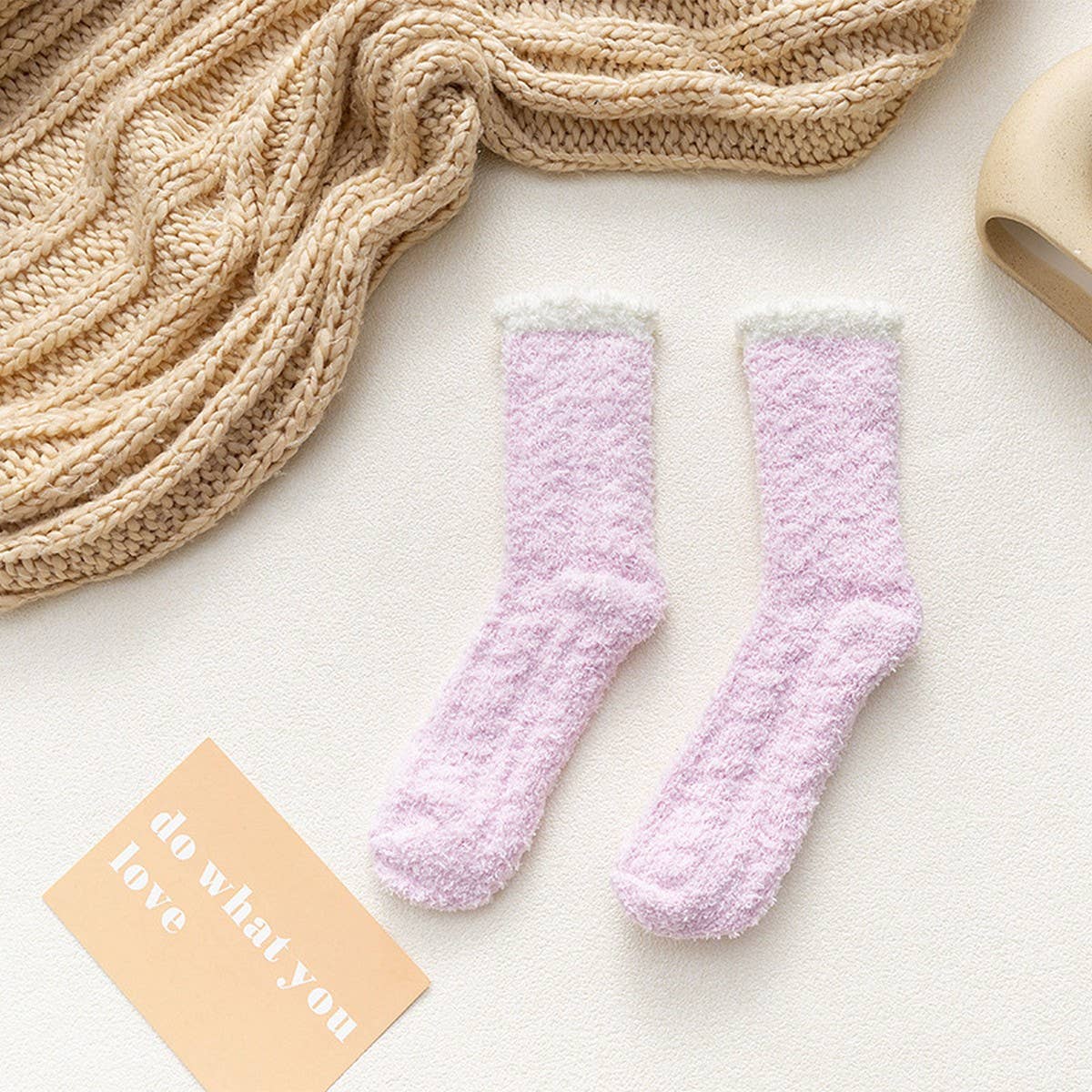 NON-SHEDDING THICK SOLID COLOR MID-TUBE SOCKS_CWMS0972