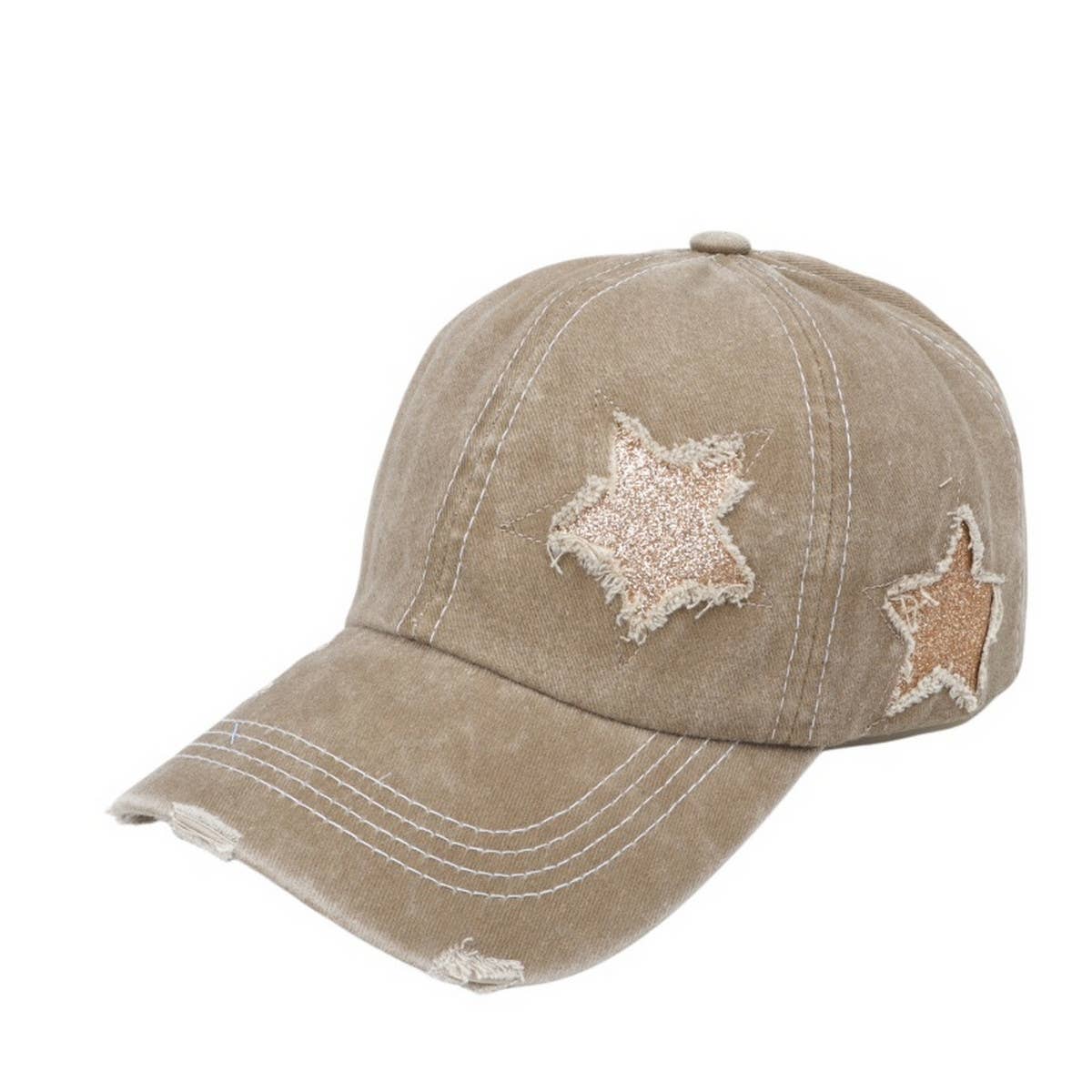 Women's Star Sequin Baseball Cap, Sun Hat CWAH1126