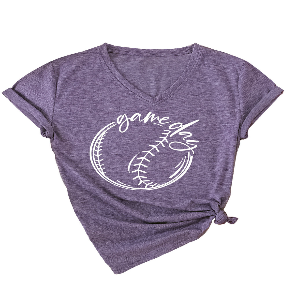 Casual Women?™s Tee ??Game Day V-Neck Design_CWTTS1535