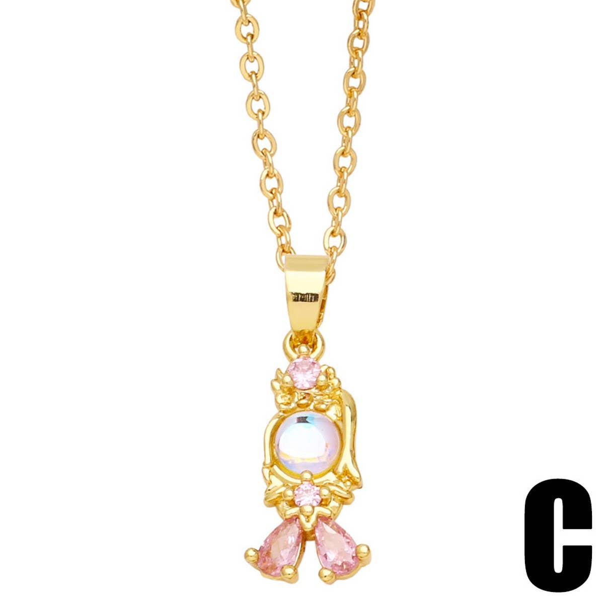 COLORE ZIRCON FAIRY TALE PRINCESS PENDANT NECKLACE
