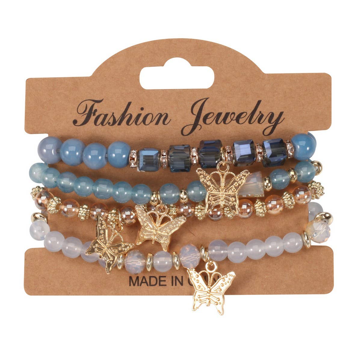 CWMM10435_BOHO BUTTERFLY CRYSTAL BEADED BRACELET SET 4PCS
