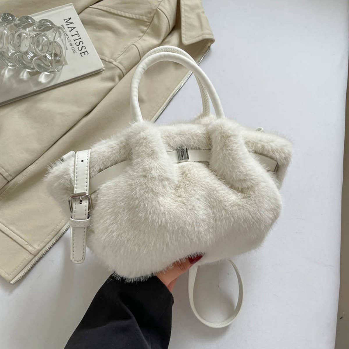 Fluffy Rabbit Fur Bag Korean Handbag Crossbody_CUAB00599