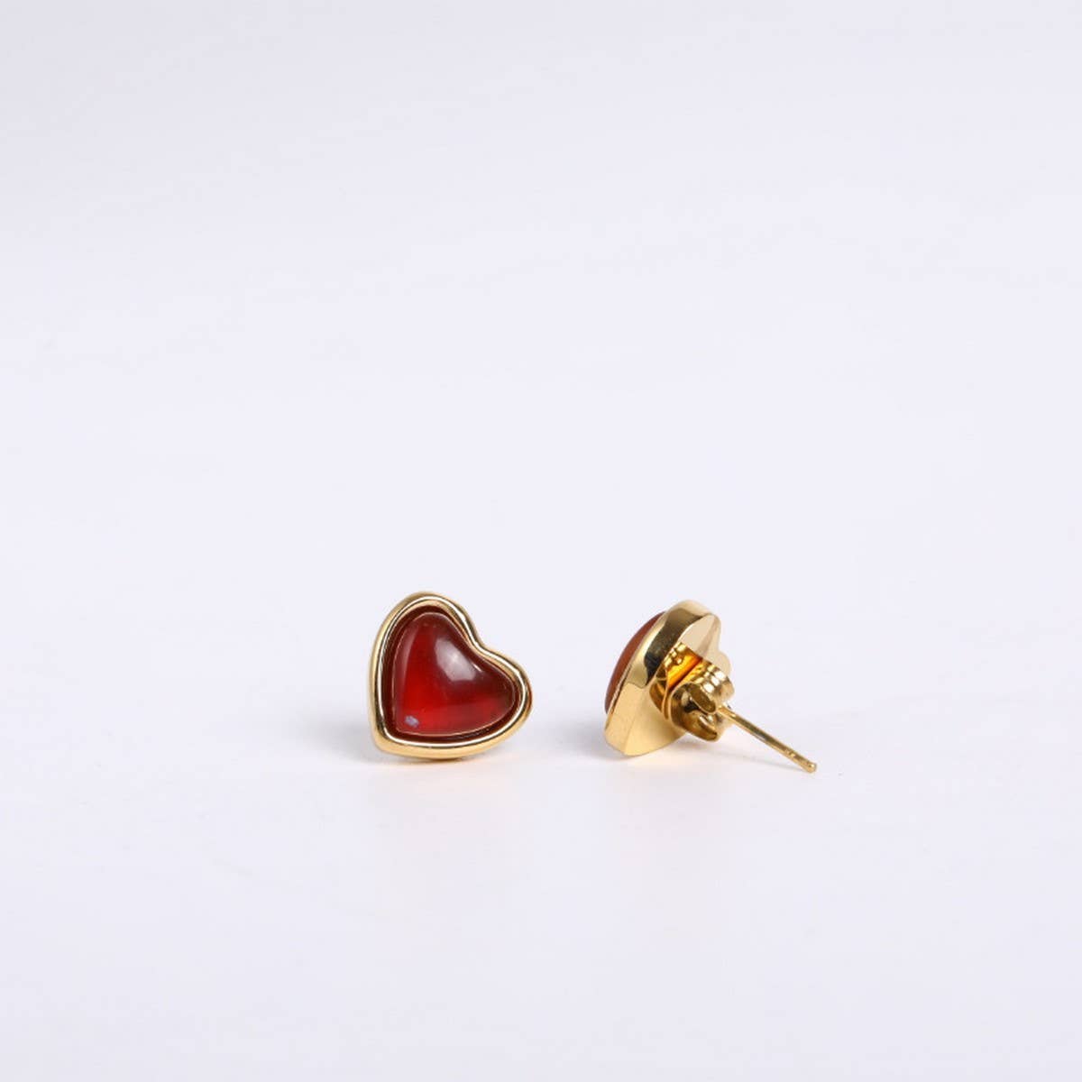 Natural Stone Heart Necklace Earrings