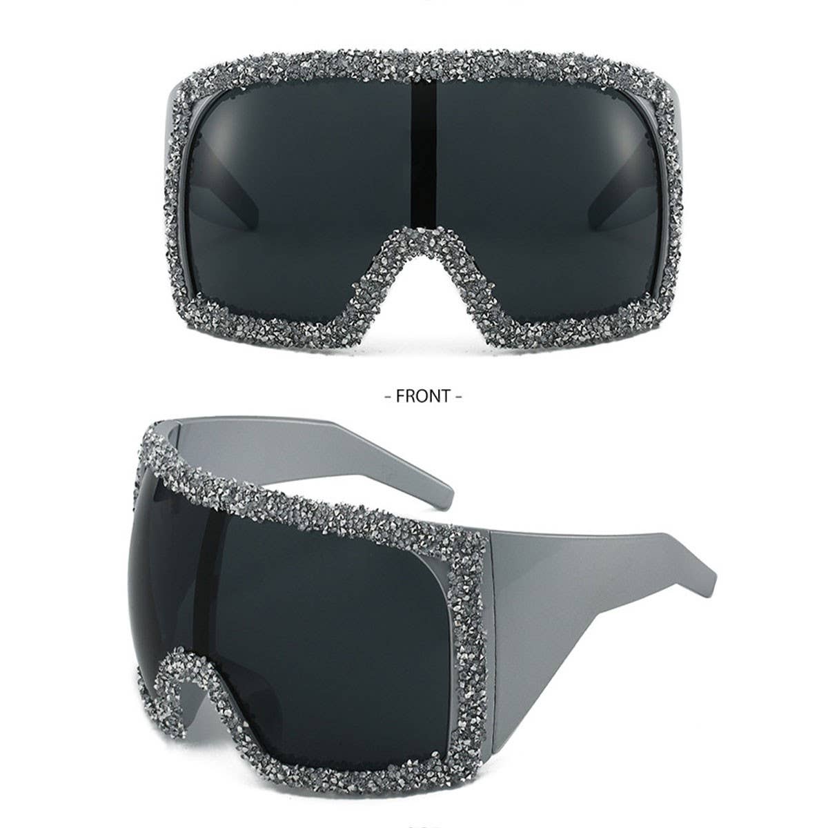 LARGE FRAME MASK LUXURY RHINESTONE SUNGLASSES