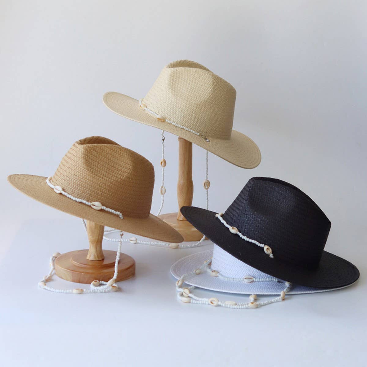 Summer shell chain sun hat for women_CWAH3427