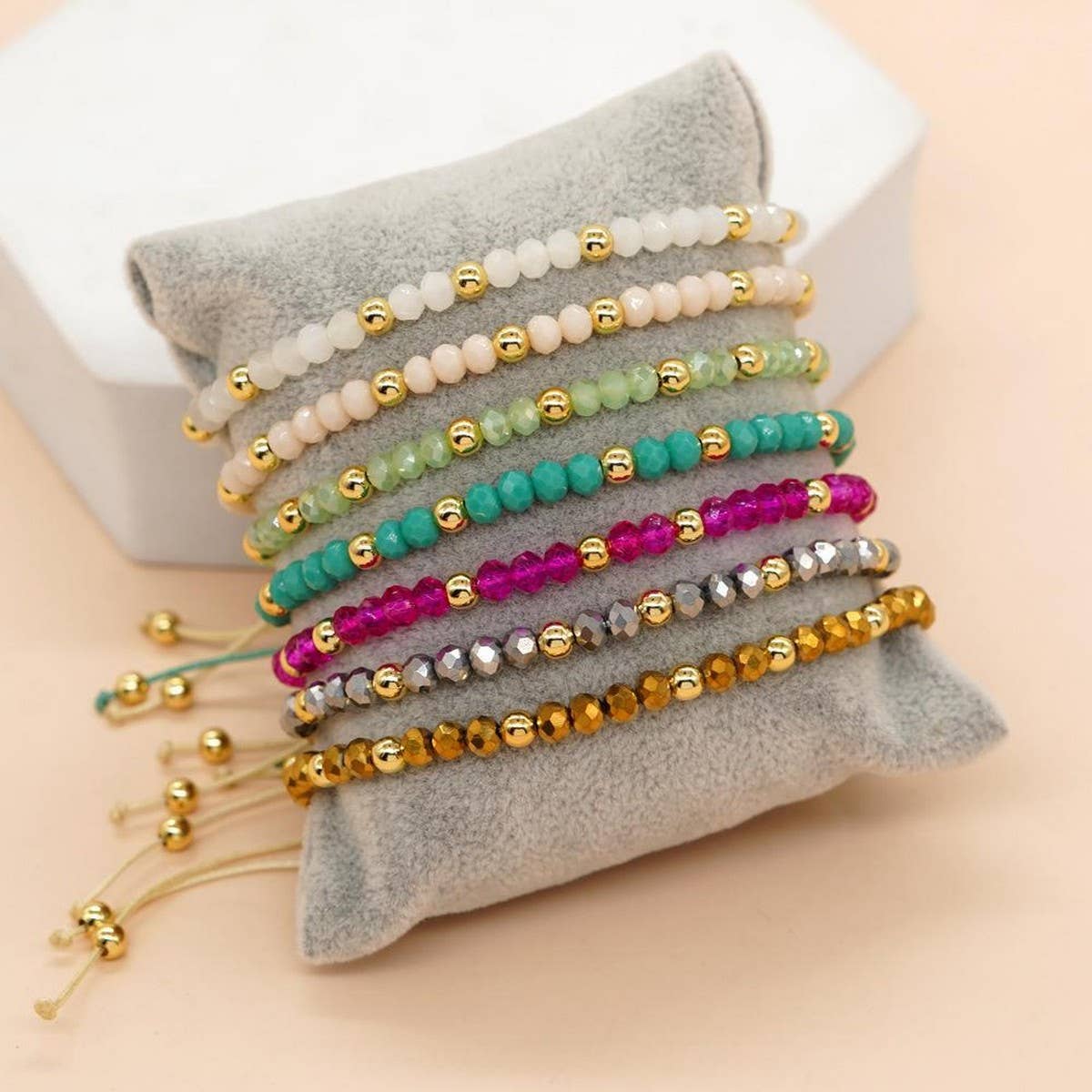 CRYSTAL GOLD BEADED HAND-WOVEN BRACELET