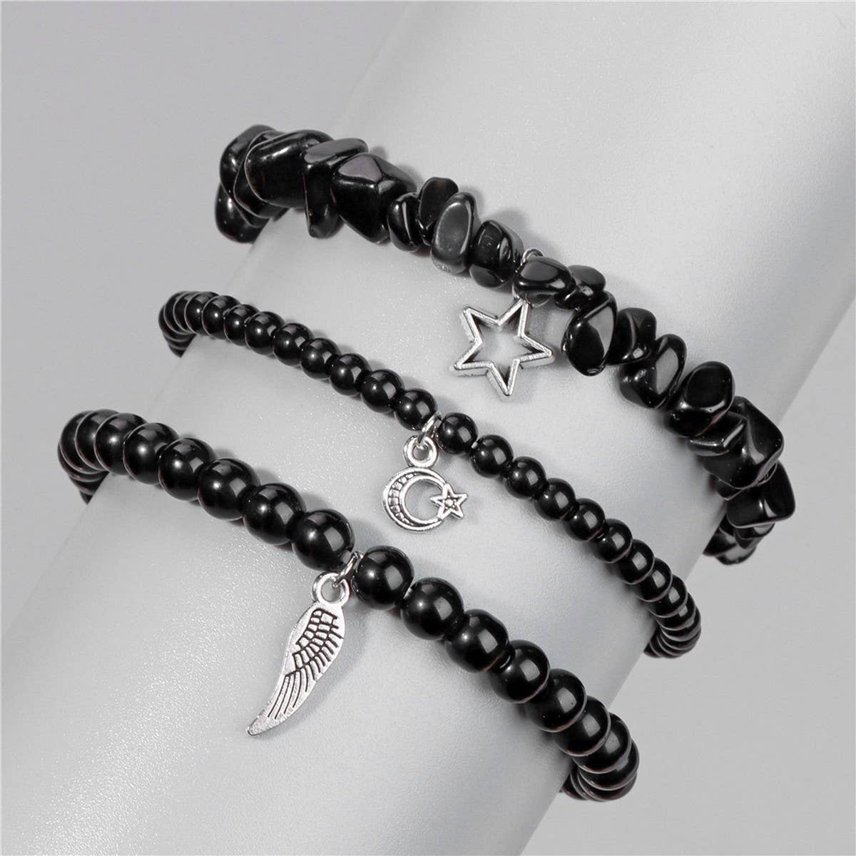 CWAJE4223_NATURAL STONE SIMPLE STAR LEAF PENDANT BRACELET