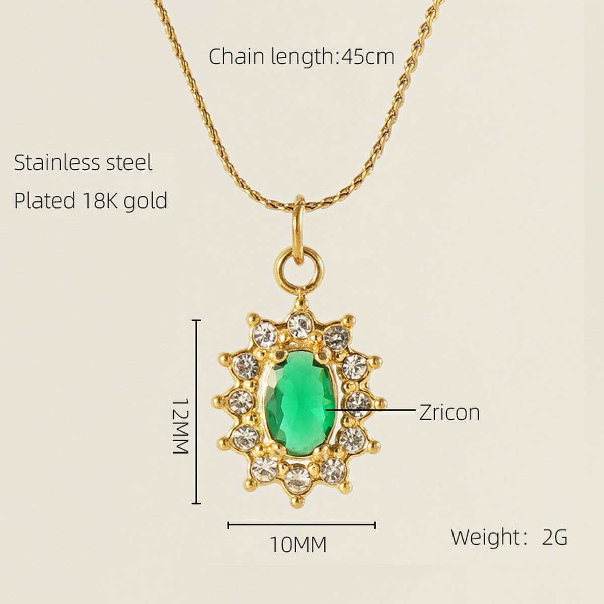 STAINLESS STEEL ZIRCON HEART PENDANT NECKLACE_CWAJE0682