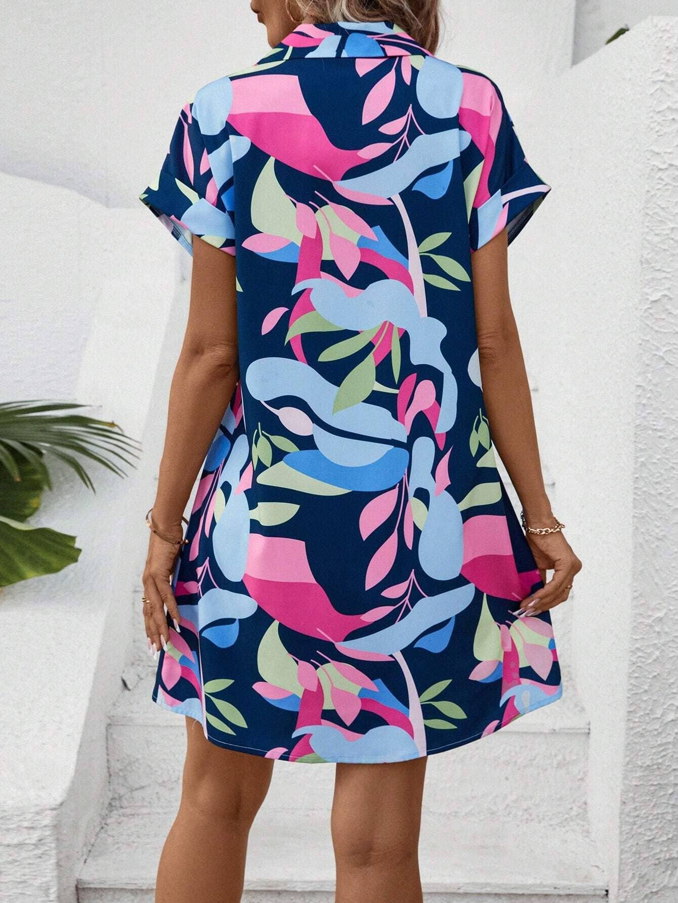 FLORAL PRINT CARDIGAN SHIRTDRESS