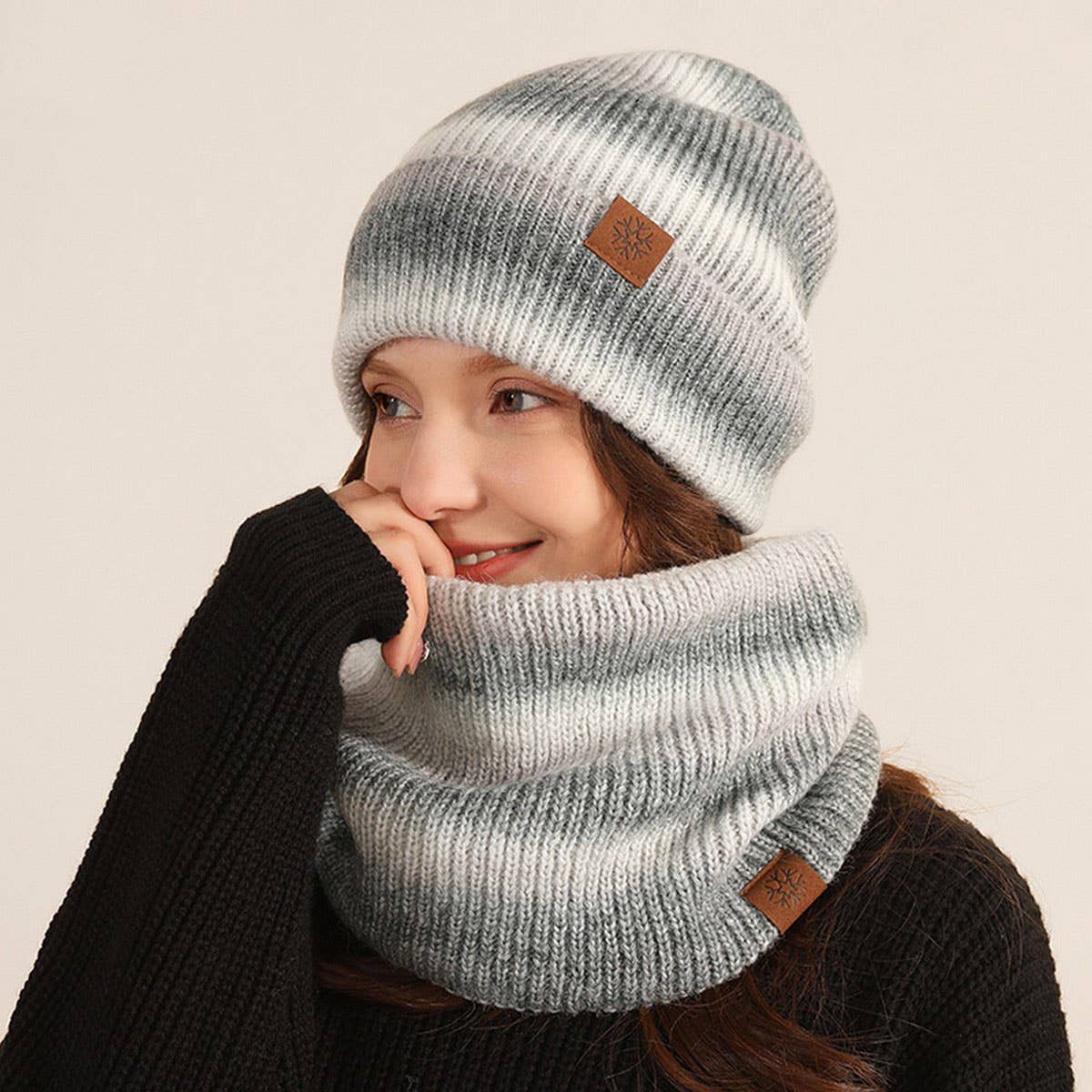 WINTER KNITTED WARM PLUS VELVET TWO-PIECE SUIT