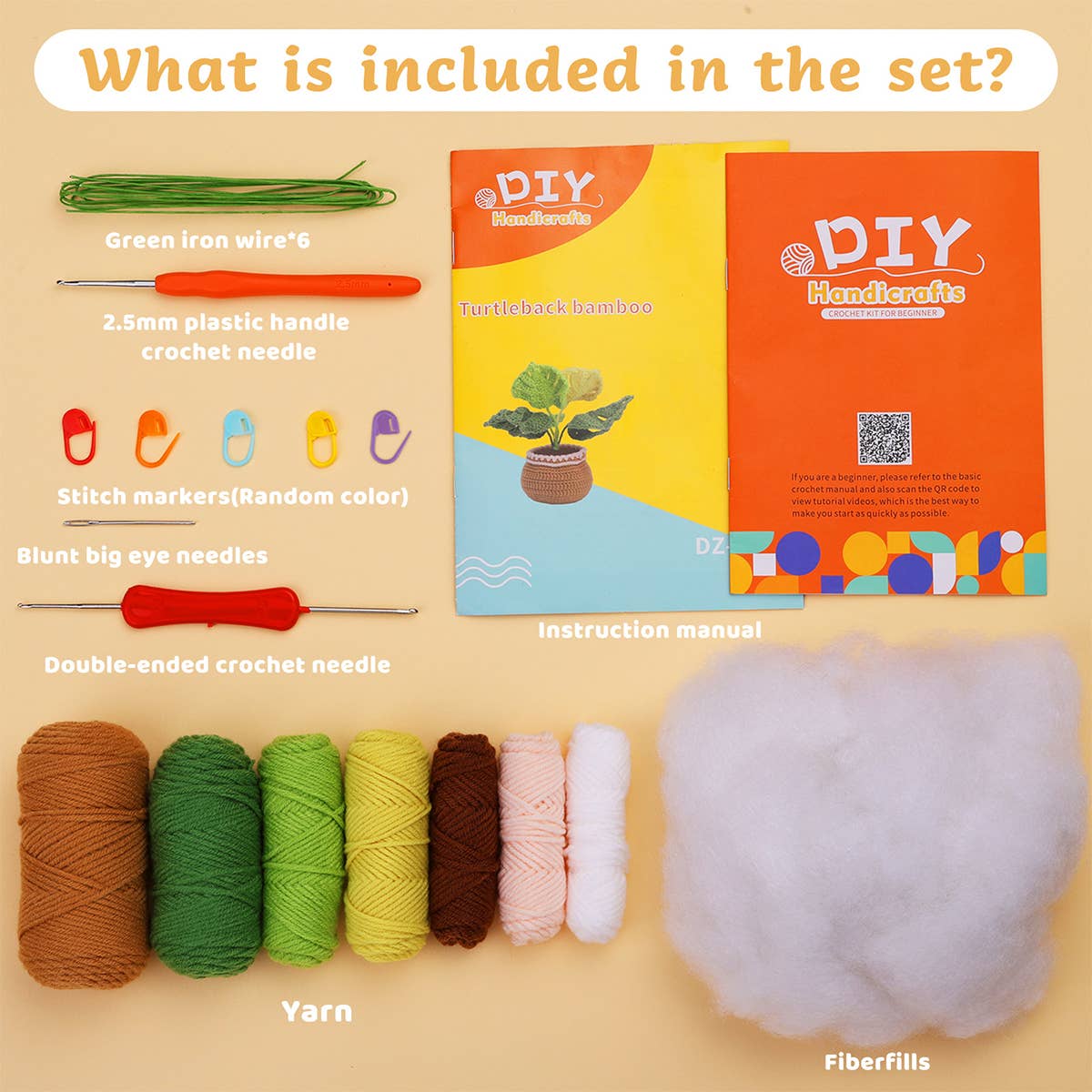 HANDMADE DIY MONSTERA DOLL CROCHET MATERIAL PACK