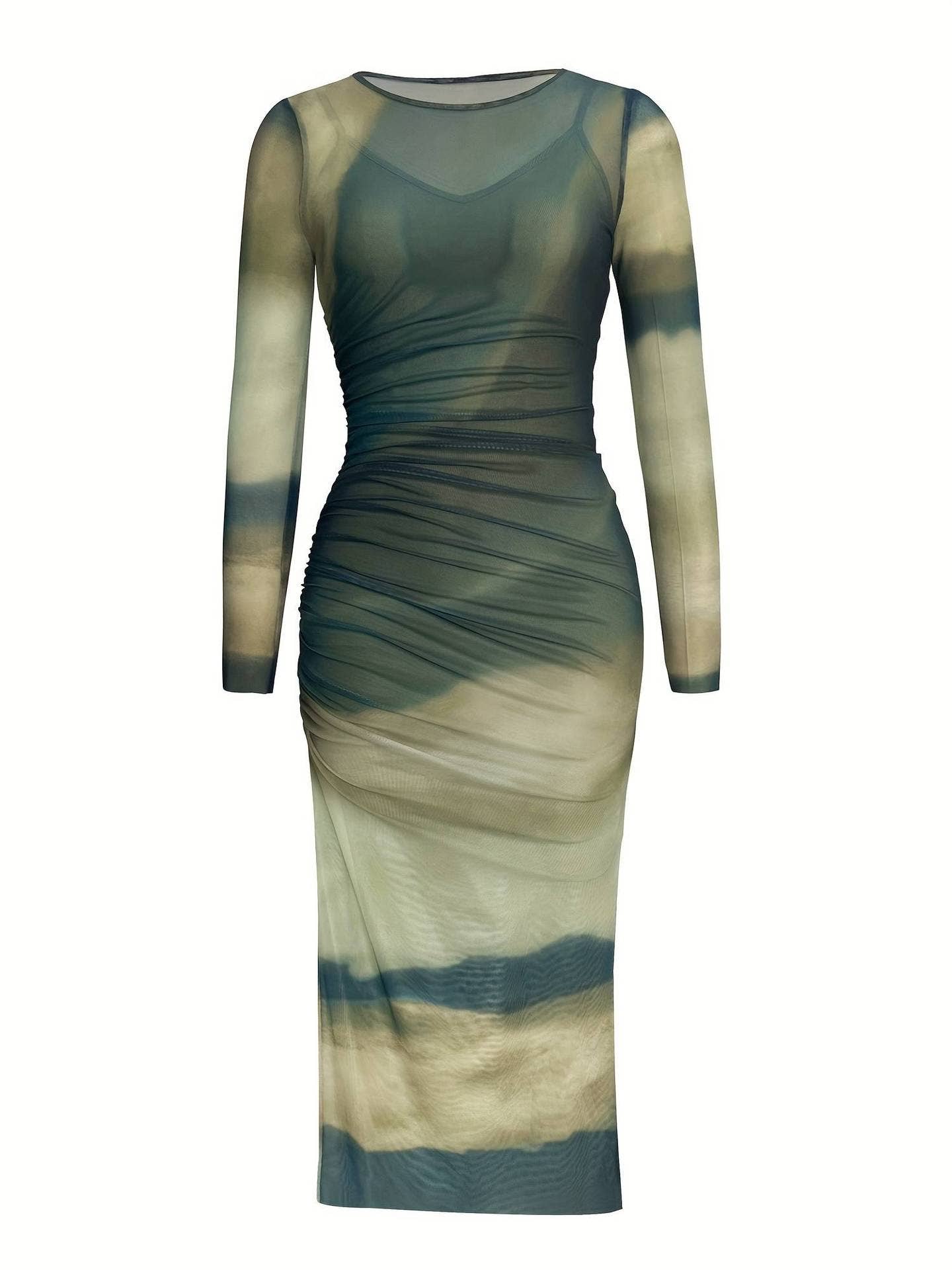 Floral mesh with ribbon lining two-piece dress