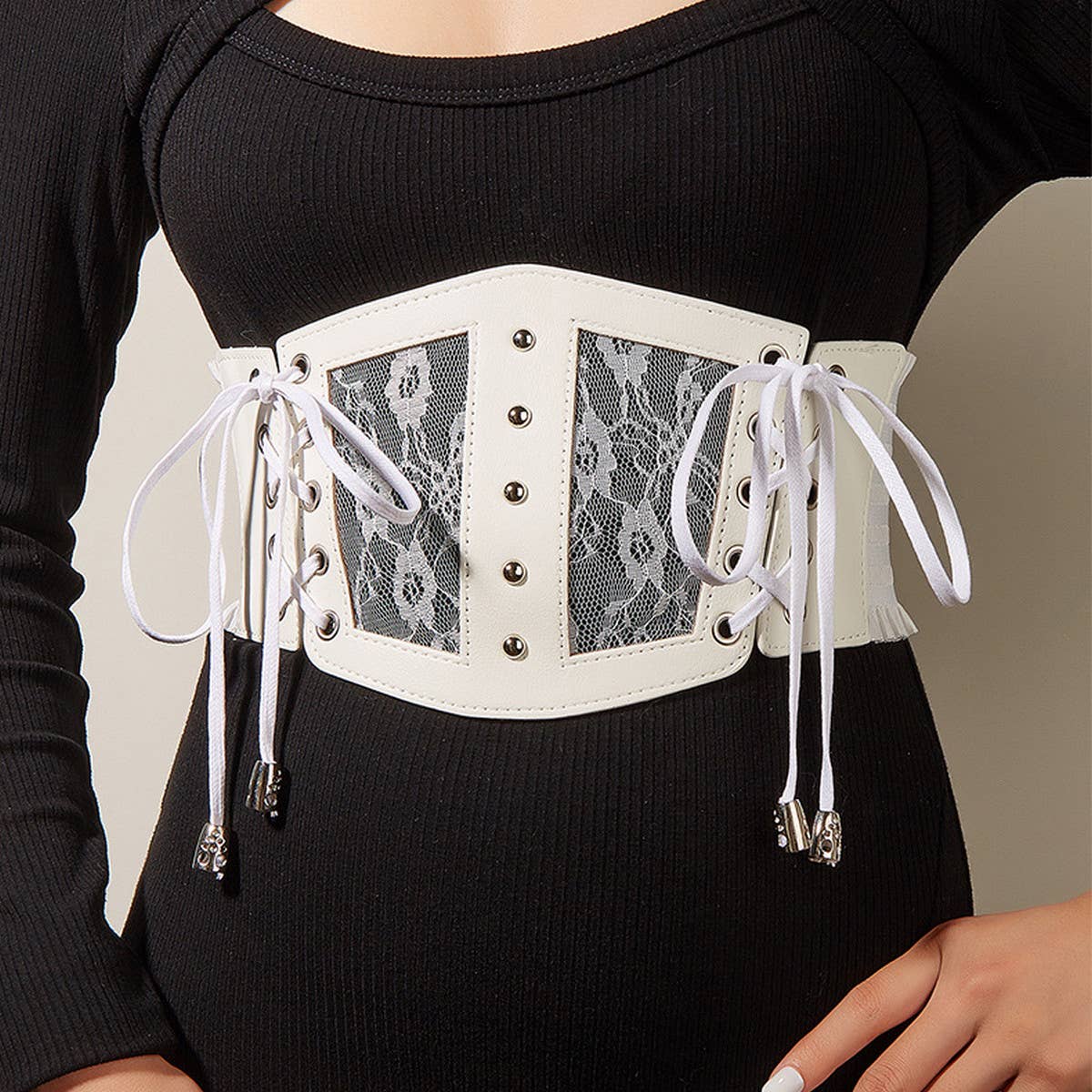 WOMEN LACE ELASTIC WAIST BELT_CWABE0267