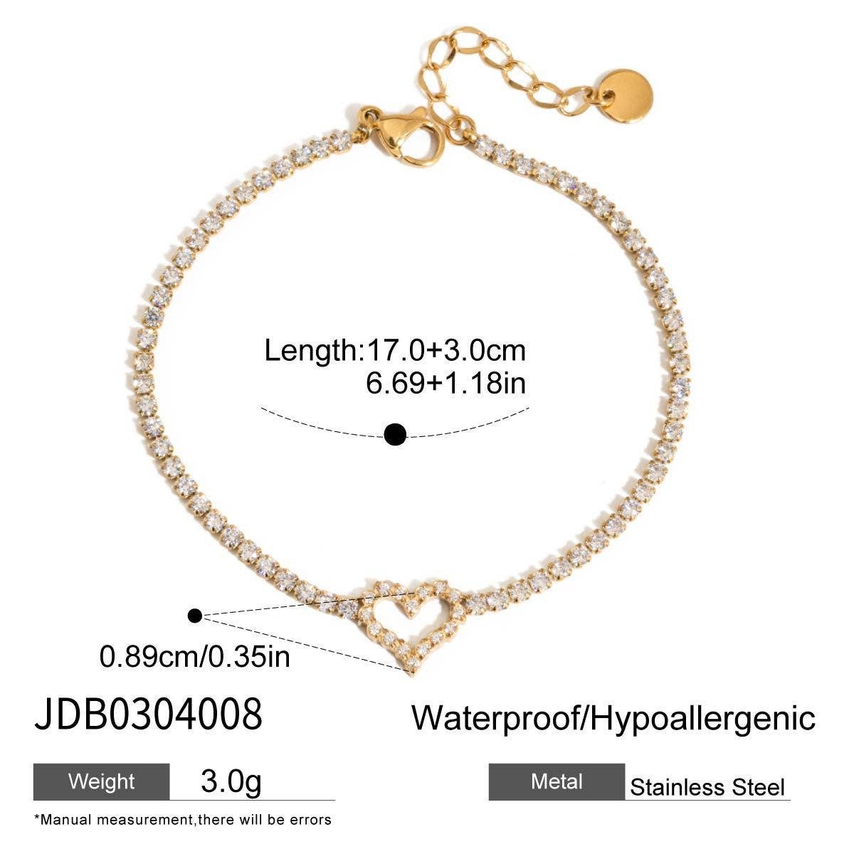 18K Gold Bow Bracelet with Zircon, Sweet Style_CWAJE4698