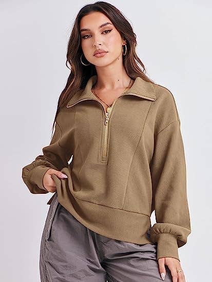 ZIPPER LONG-SLEEVED LOOSE PULLOVER SPORTS HOODIE