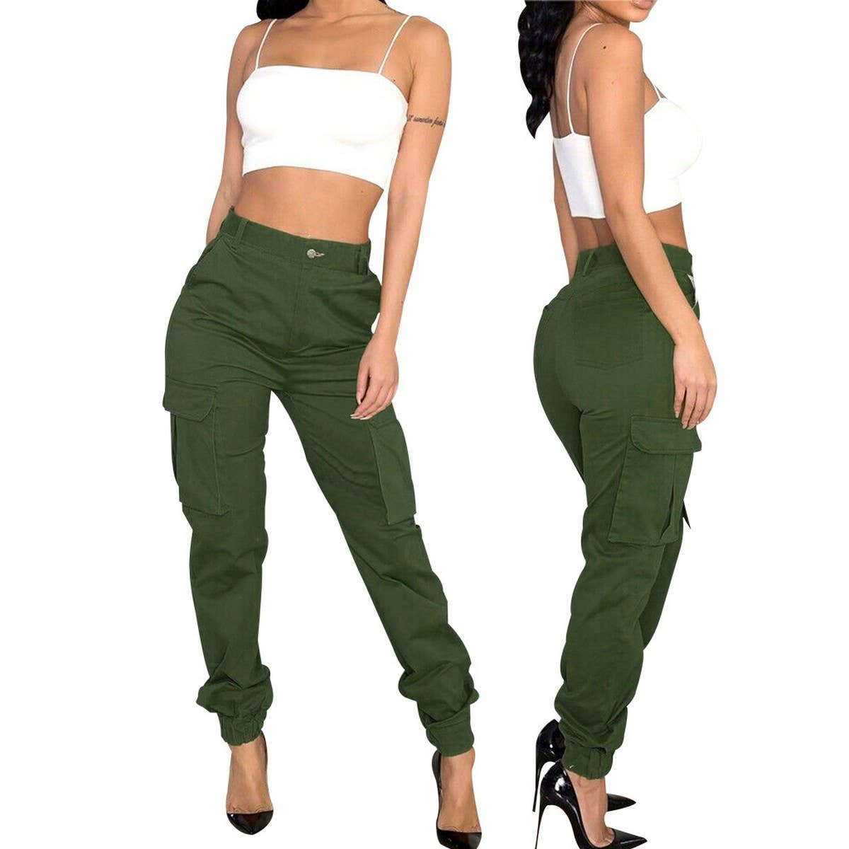 WOMENS SLIM FITTING CAMOUFLAGE PRINTED PANTS_CWBLP0383