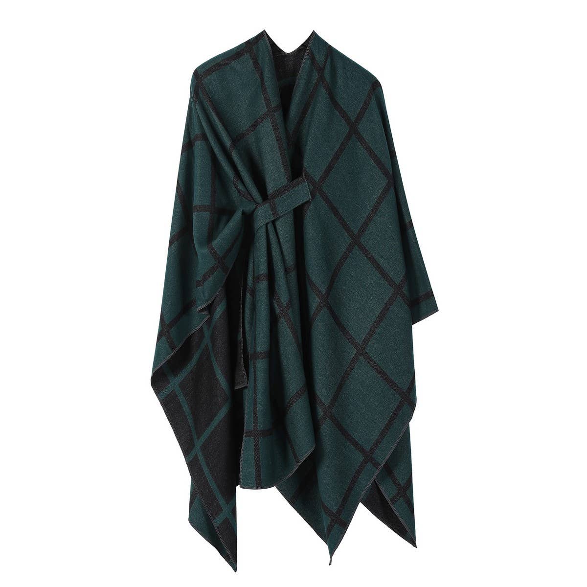 SOLID COLOR FASHIONABLE KNITTED SHAWL CAPE_CWASC2129