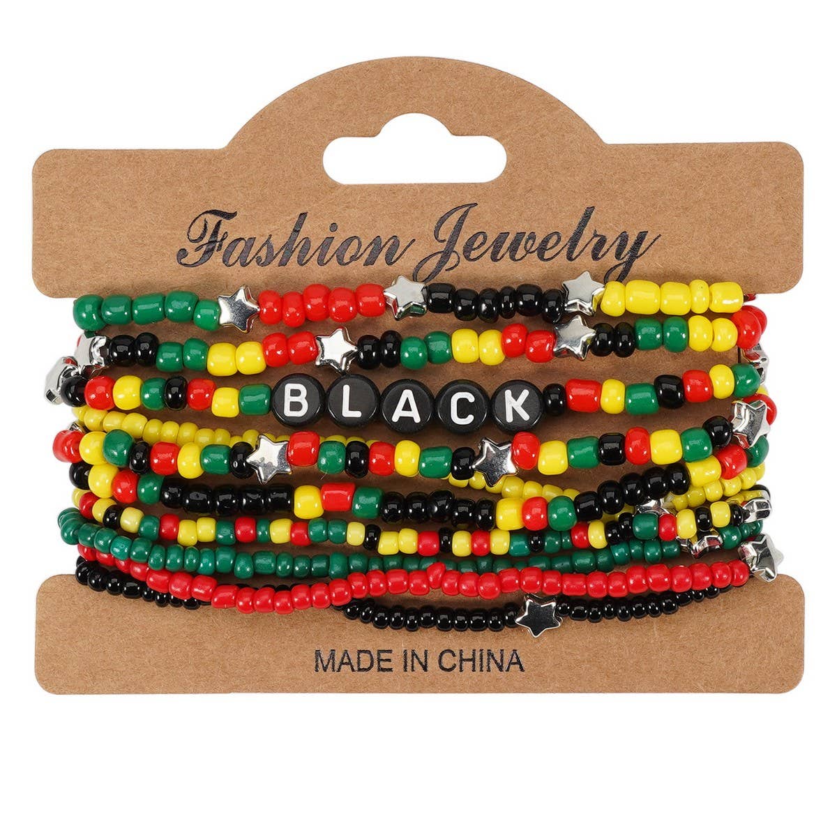 CWAJE05710_AFRICAN BOHO BEADED JUNETEENTH STRETCH BRACELET