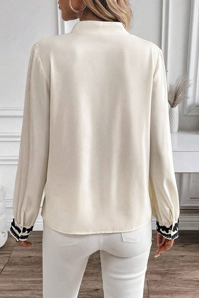 FLORAL EMBROIDERY SINGLE-ROW BUTTON-DOWN SHIRT