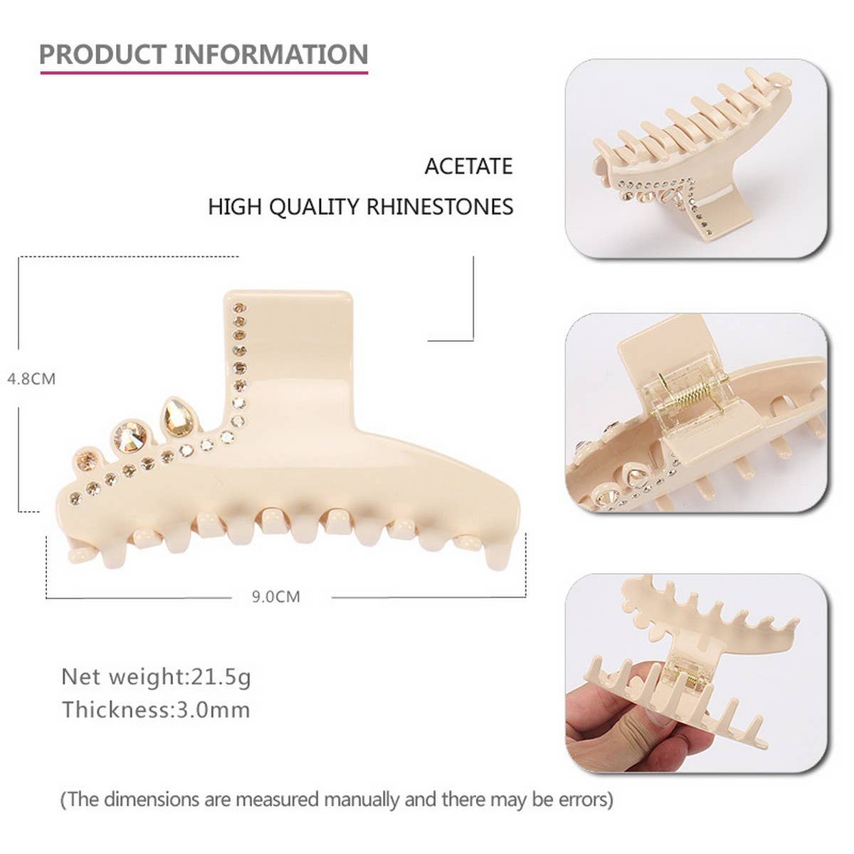 CRYSTAL CLIP ACETATE EXQUISITE HAIRPIN SHARK CLIP