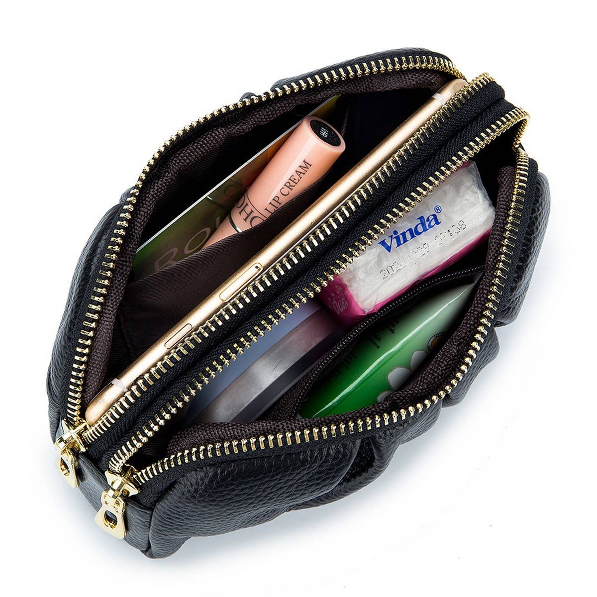 TOPLAYER COWHIDE DOUBLE LAYER ZIPPER LEATHER WALLET_CWAB3705