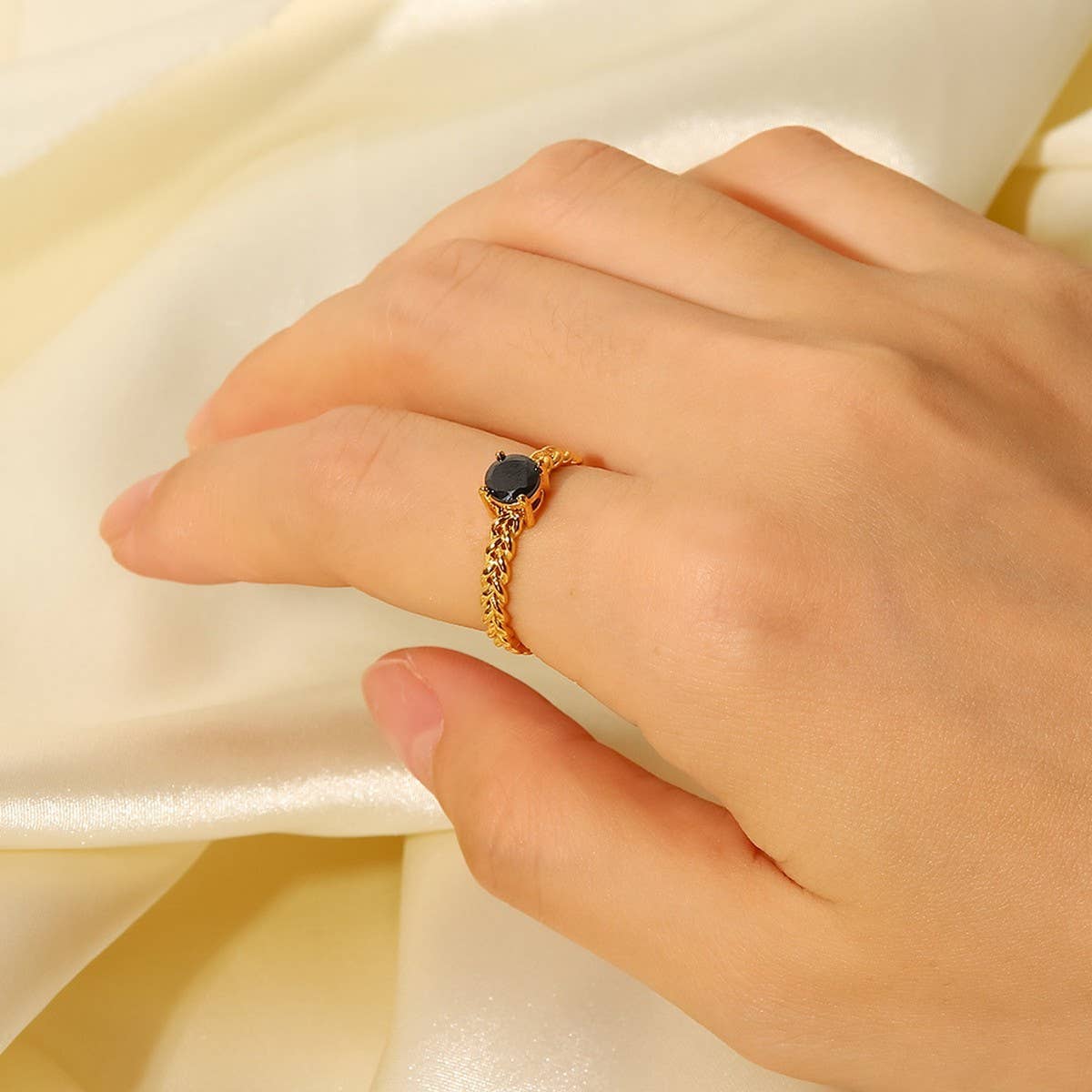 ZIRCON INLAY RINGS ADJUSTABLE TITANIUM STEEL RINGS_CWAJE1238