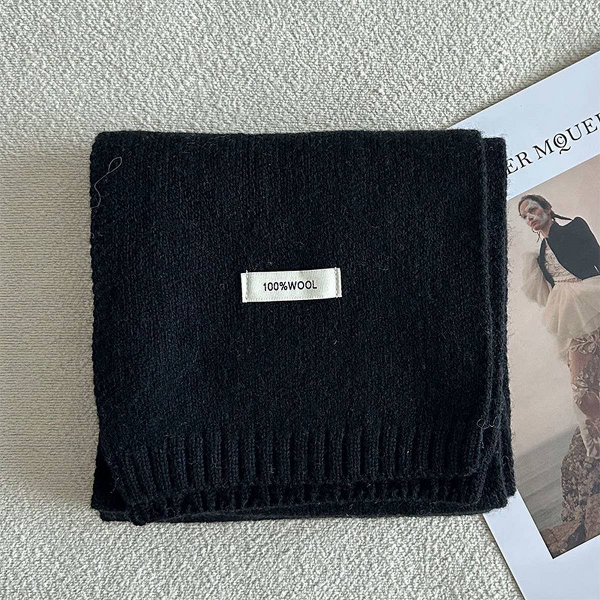 100% Wool Aurora Blue Knit Scarf - Soft & Warm_CWASC2285