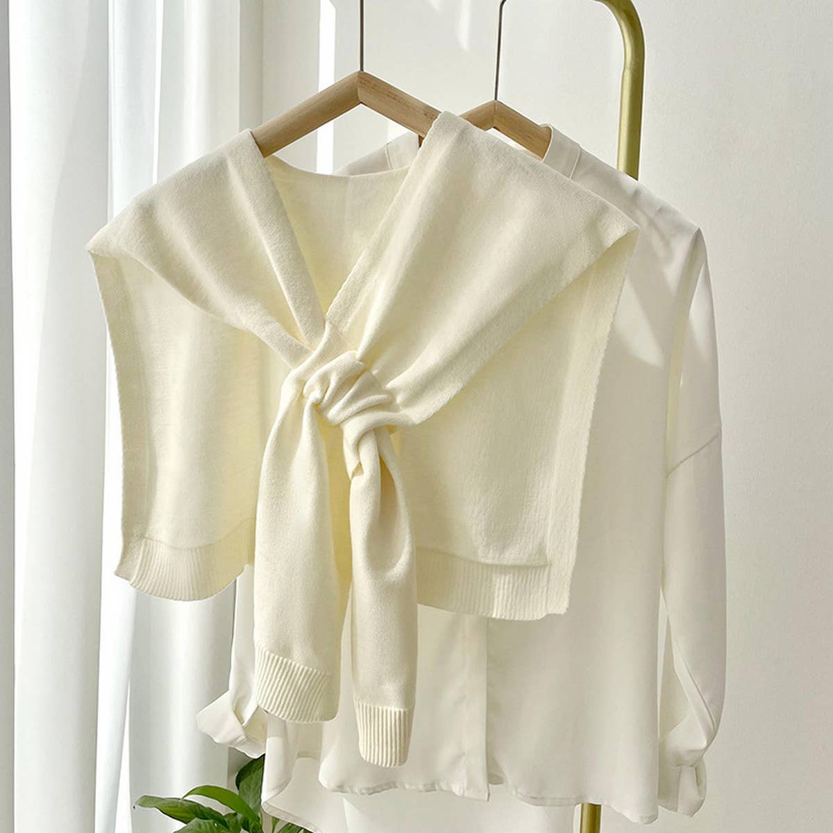Solid Color Knitted Knotted Shawl??œCasual & Cozy _CWASC0757