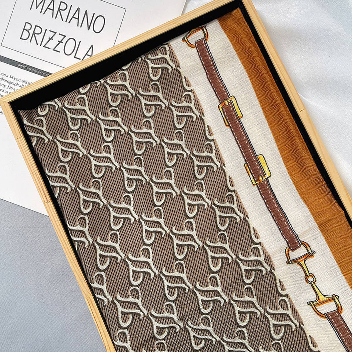 Luxury Chain Print Velvet Scarf, Wrap